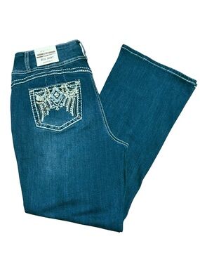 Blue Savvy Women’s Embroidered Rhinestone Boot Cut Jeans